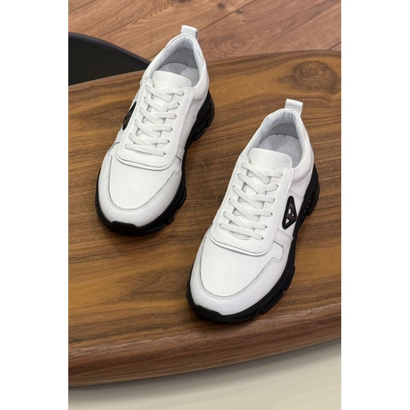 2027 Beyaz Hakiki Deri Erkek Sneakers
