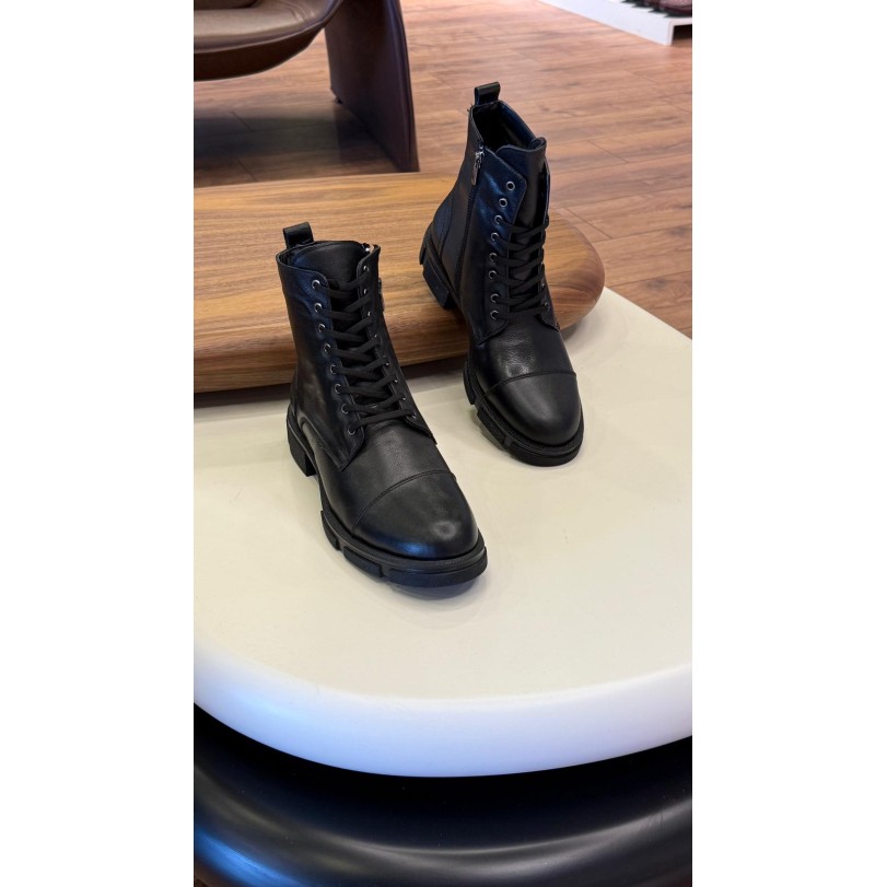 9105 Siyah Cilt Hakiki Deri Bot