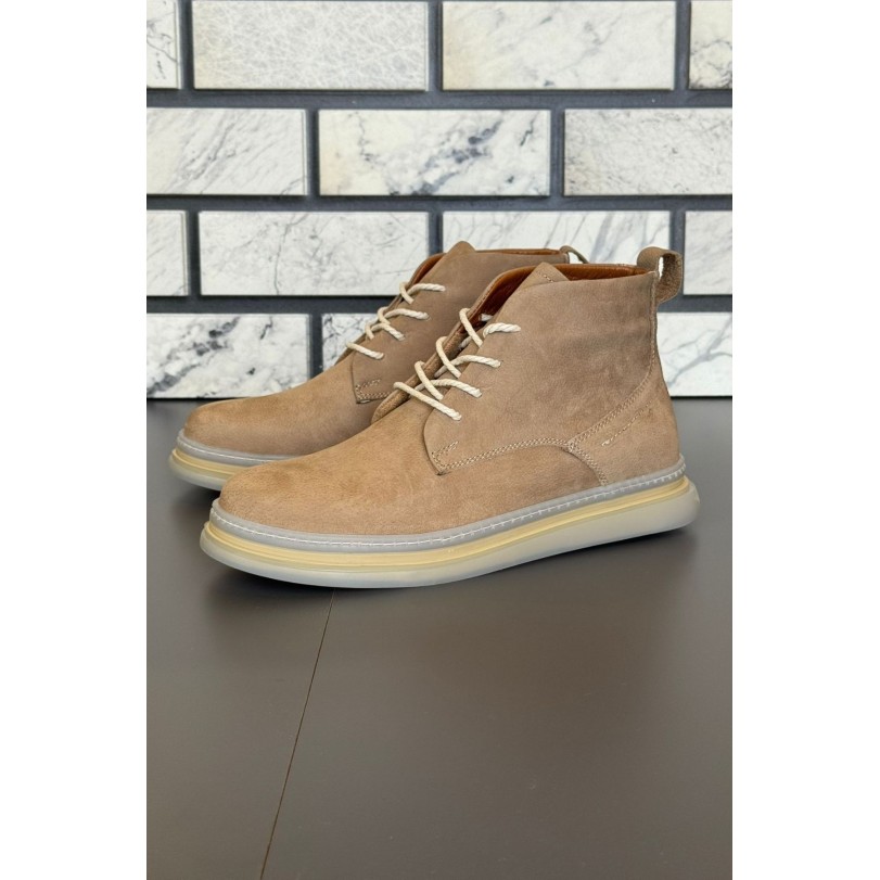 10600 Bej Nubuk Hakiki Deri Erkek Bot