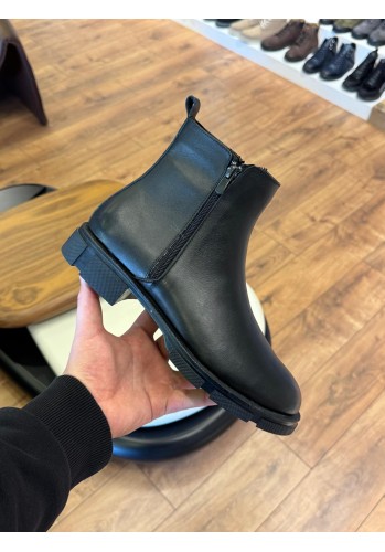 9107 Siyah Cilt Hakiki Deri Bot