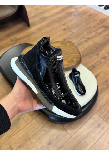 1097 Siyah Cilt Hakiki Deri Erkek Bot