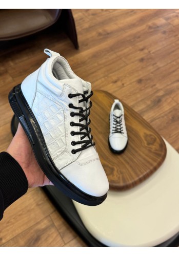 1086 Beyaz Cilt Hakiki Deri Erkek Bot