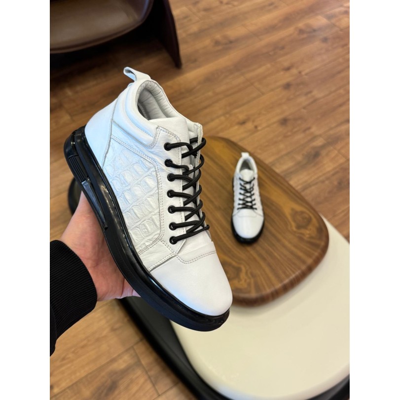 1086 Beyaz Cilt Hakiki Deri Erkek Bot