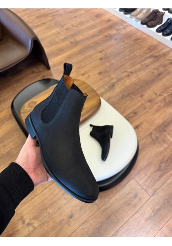 5614 Siyah Nubuk Hakiki Deri Bot