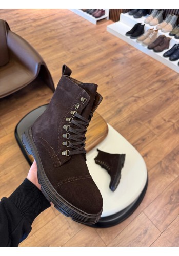 5615 Kahve Nubuk Hakiki Deri Bot