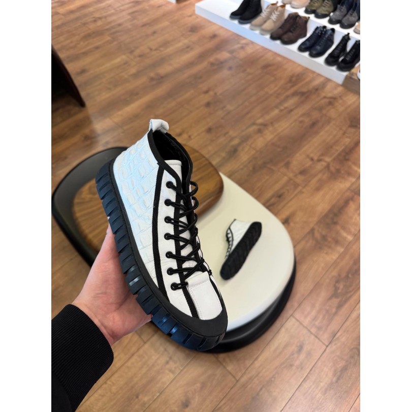 5620 Beyaz Hakiki Deri Bot